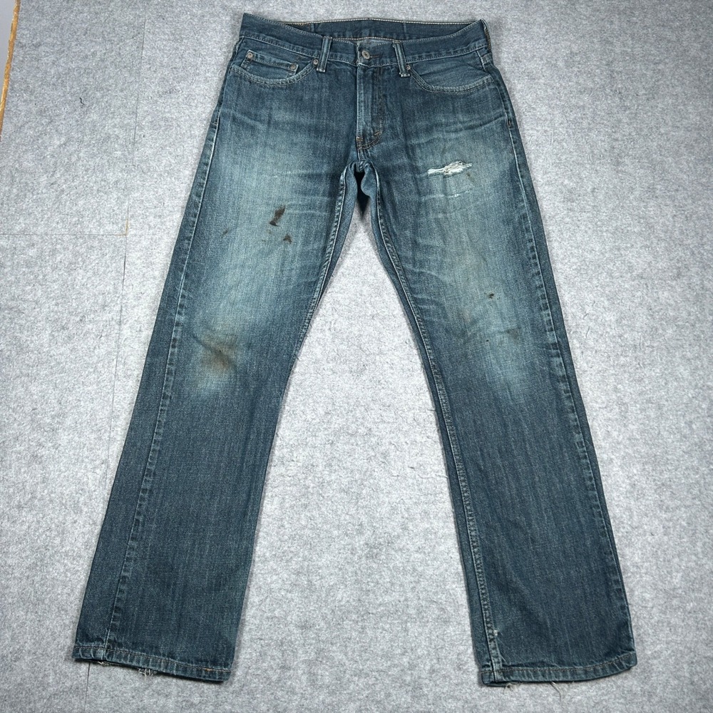 Levi's Denim Jeans Men 33x32 Blue 514 Straight Distressed Workwear Casual Grunge
